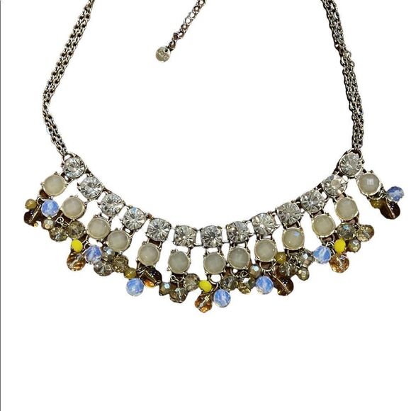 Loft silver tone rhinestone bib necklace - Picture 4 of 7